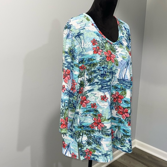 Rebecca Malone plus size 1X tropical theme shirt stretchy NEW - Picture 3 of 14